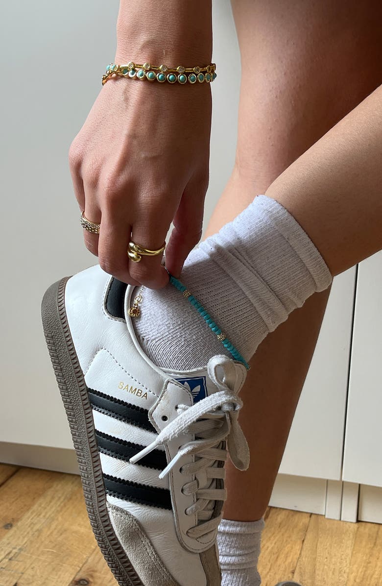 BaubleBar Irina Set of 2 Semiprecious Stone Anklets, Alternate, color,