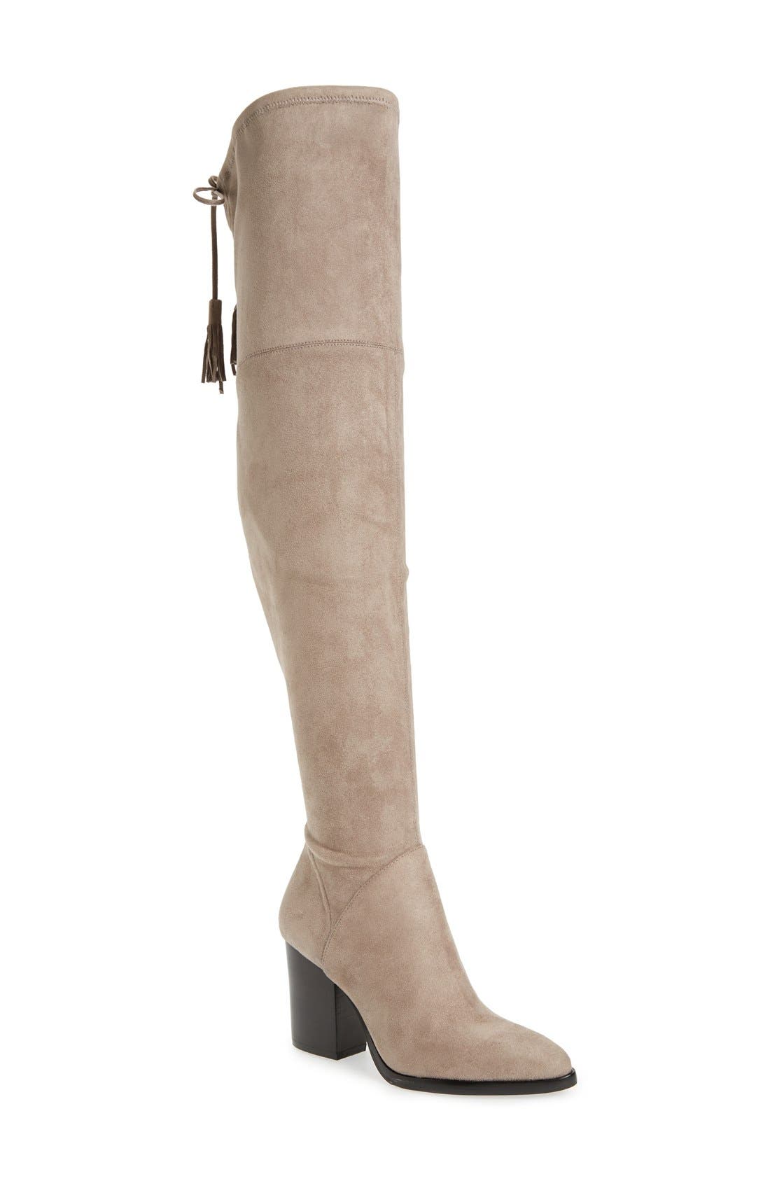 Alinda Over the Knee Boot, Main, color, LIGHT GREY STRETCH FABRIC