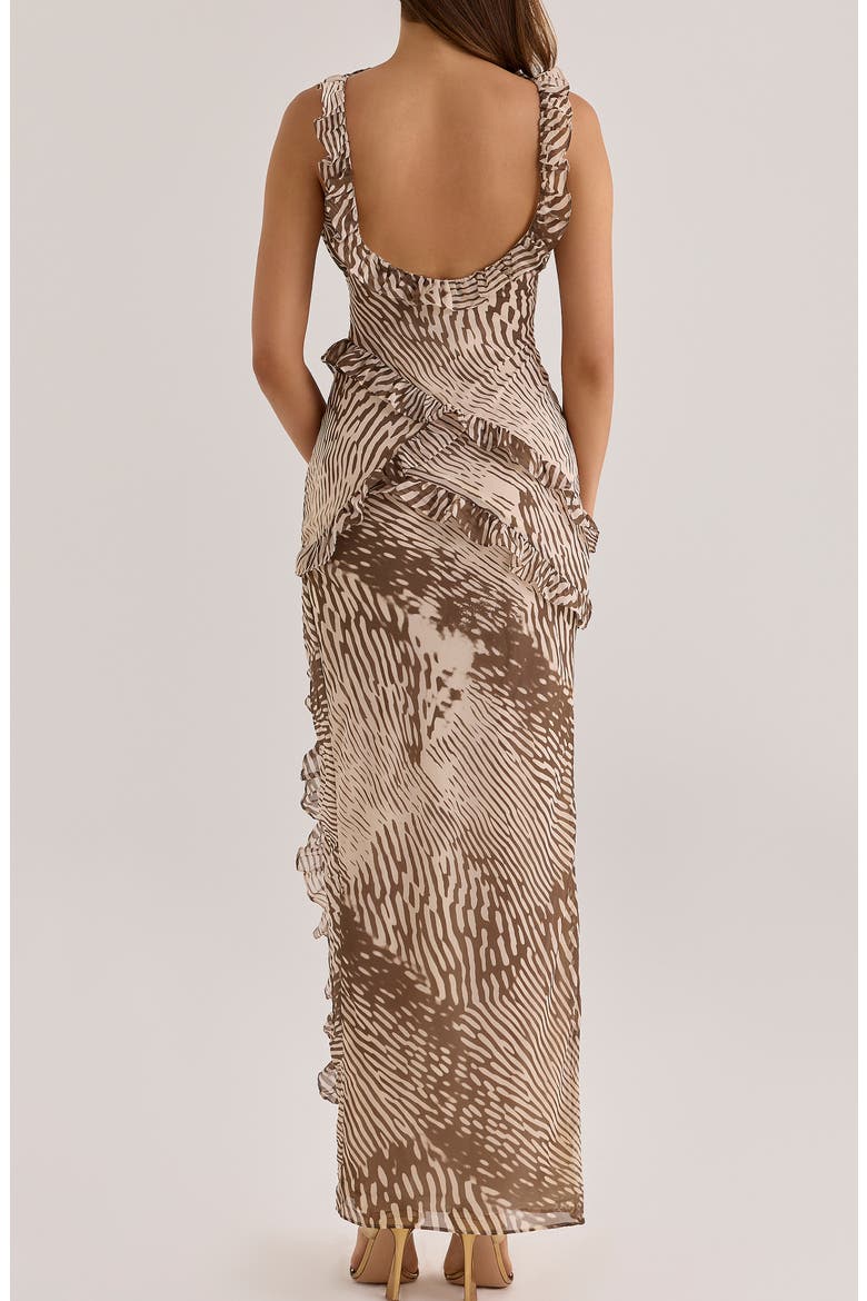 Pixie Ruffle Georgette Body-Con Cocktail Dress, Alternate, color, PRINTED