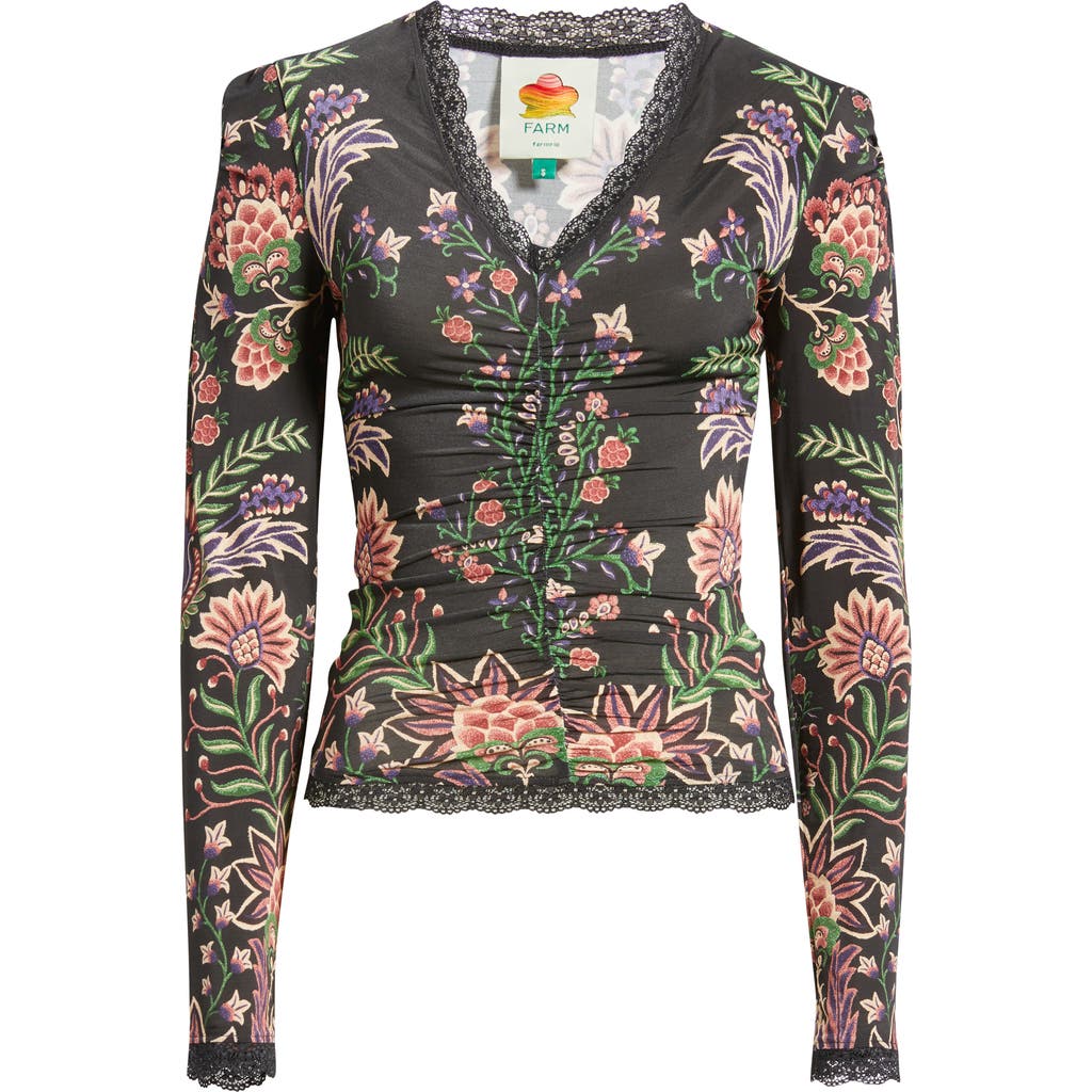 Farm Rio Marvelous Garden Knit Top In Black