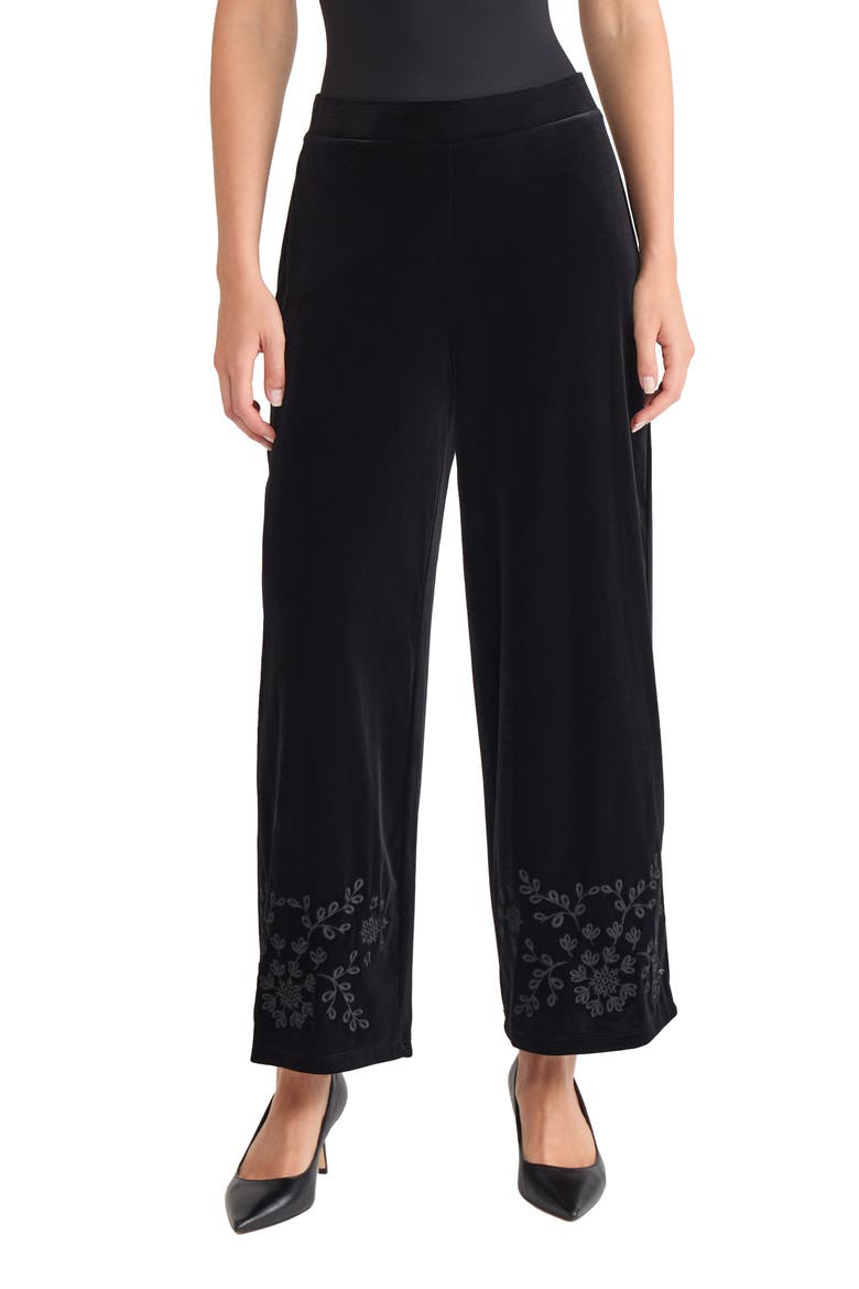 Embroidered Wide Leg Crop Pants, Main, color, JONES BLACK