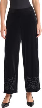Jones New York Embroidered Wide Leg Crop Pants