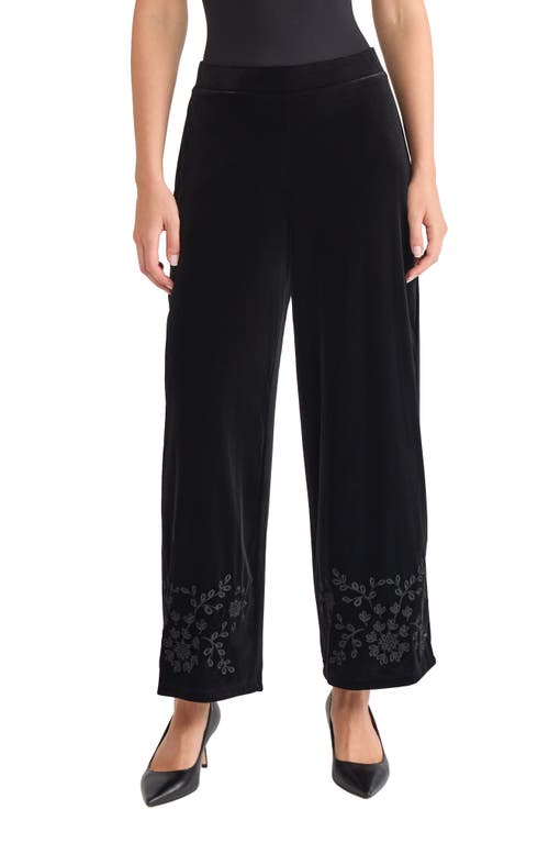 Jones New York Embroidered Wide Leg Crop Pants In Black