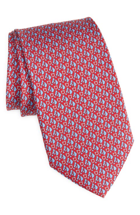 Equestrian Print Silk Tie