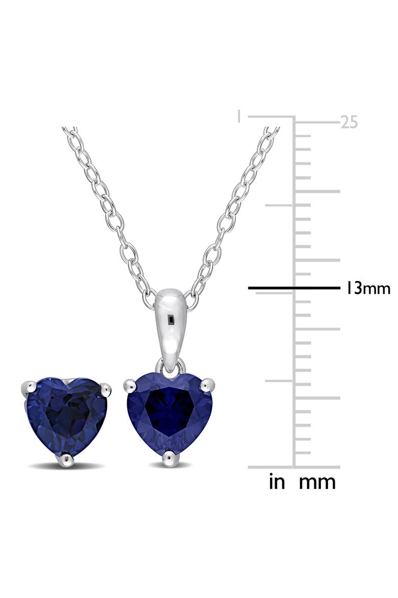Lab-Grown Sapphire Heart Stud Earrings & Pendant Necklace Set, Alternate, color, BLUE