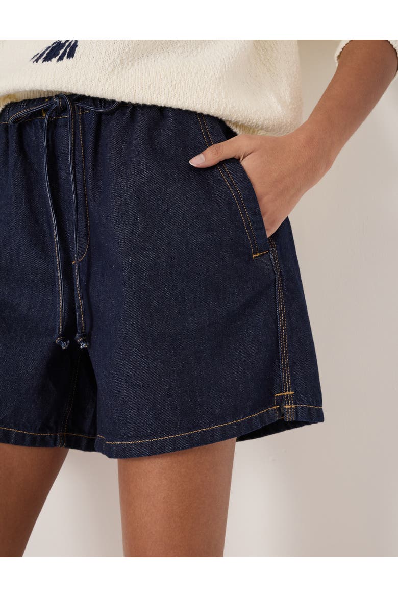 Betty Denim Pull On Shorts, Alternate, color, Dark Indigo Blue