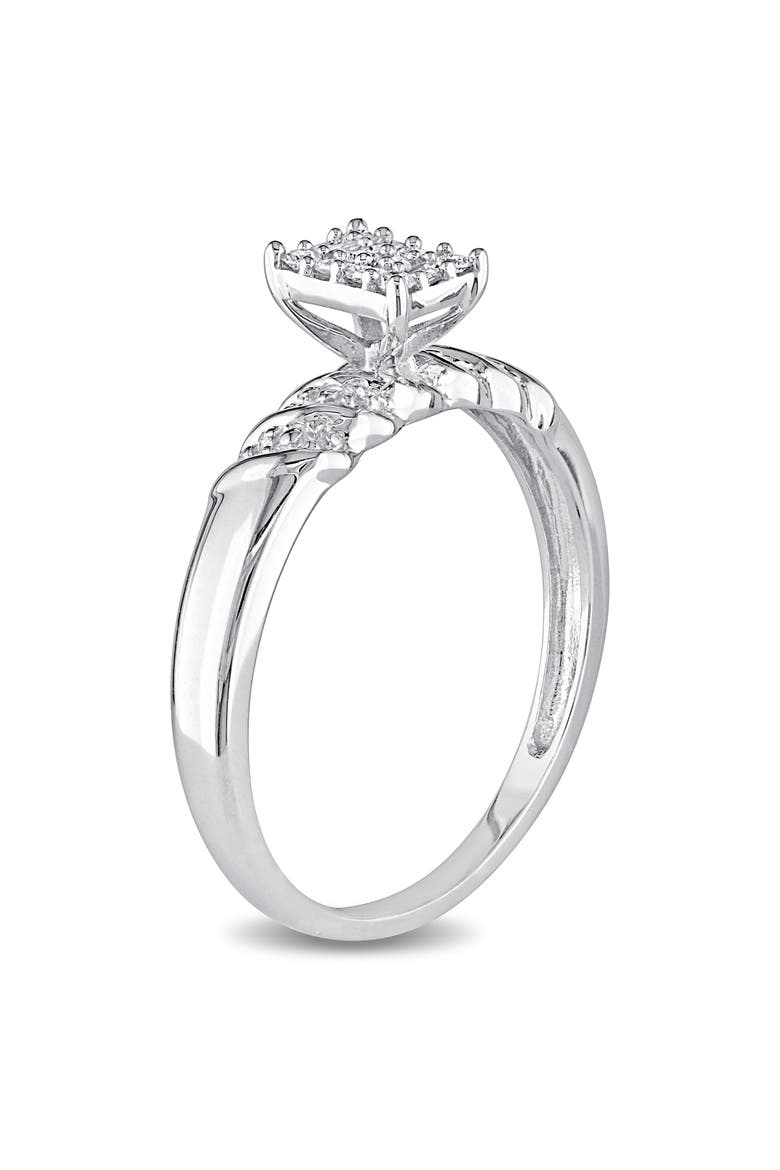 Diamond Cluster Engagement Ring, Alternate, color, Sterling Silver