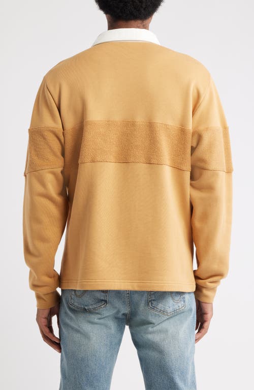 Icecream Box Fit Punchy Long Sleeve Cotton French Terry Polo In Yellow