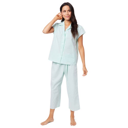 The Cat's Pajamas Poplin Cropped Pajama Set In Blue