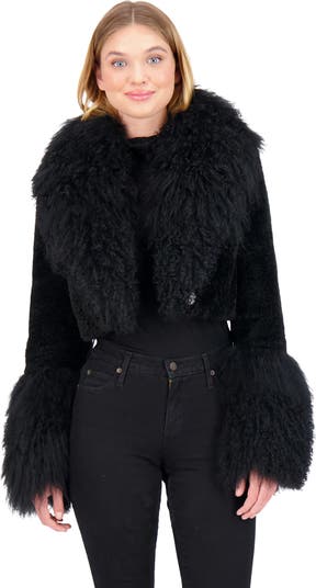 Sheared Cashmere Goat Bolero With Mongolian Goat Collar & Cuffs