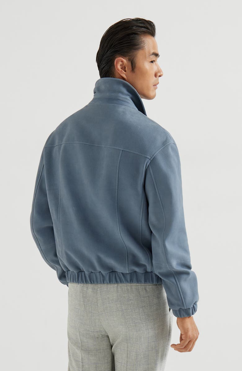 Brunello Cucinelli Nubuck outerwear jacket, Alternate, color, Slate