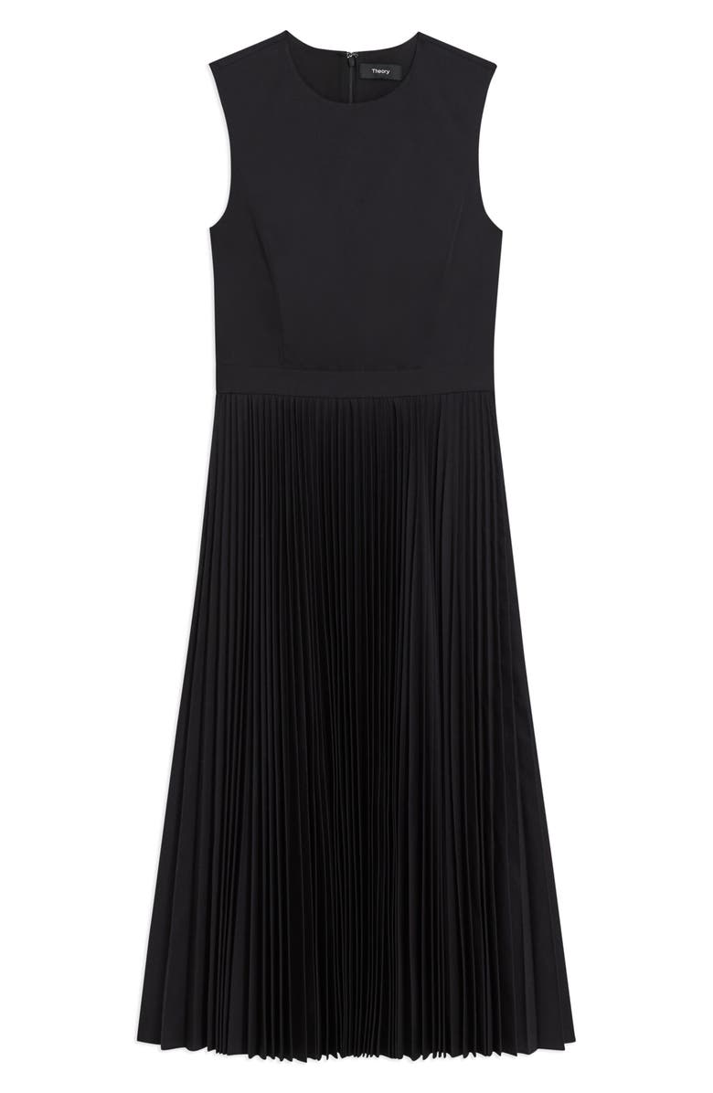 Theory Pleat Skirt Midi Dress, Alternate, color, Black
