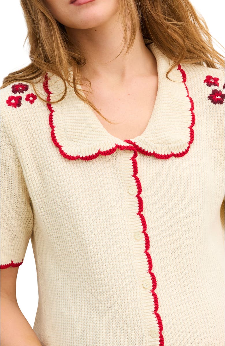 HATCH The Crochet Scallop Cardigan, Alternate, color, Vanilla Cherry