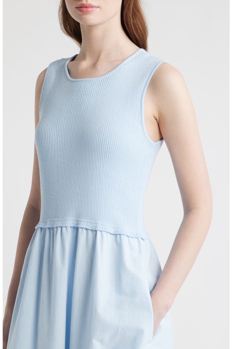 Mixed Media Eyelet Detail Maxi Dress, Alternate, color, LIGHT BLUE
