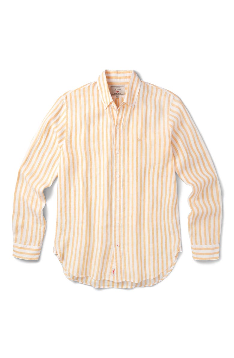 Aubin Worlaby Linen Long Sleeve Shirt, Alternate, color, Yellow Stripe