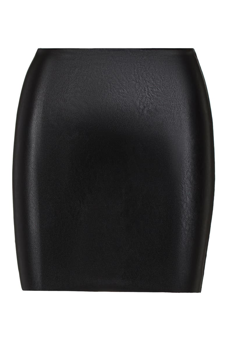 Faux Leather Miniskort, Alternate, color, BLACK