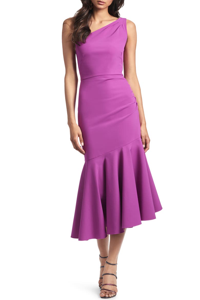 Tori One-Shoulder Asymmetric Cocktail Dress, Main, color, MAGENTA