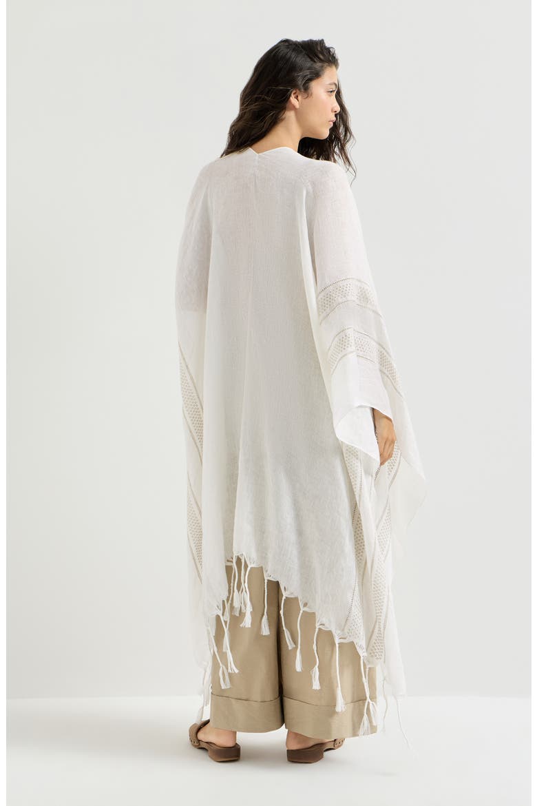 Linen poncho with broderie anglaise, Alternate, color, White