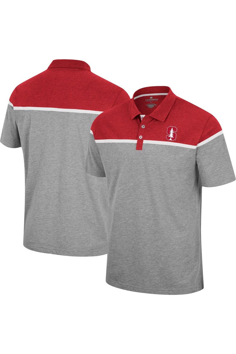 Men's Colosseum Heather Gray Stanford Cardinal Chamberlain Polo, Main, color, Heather Gray