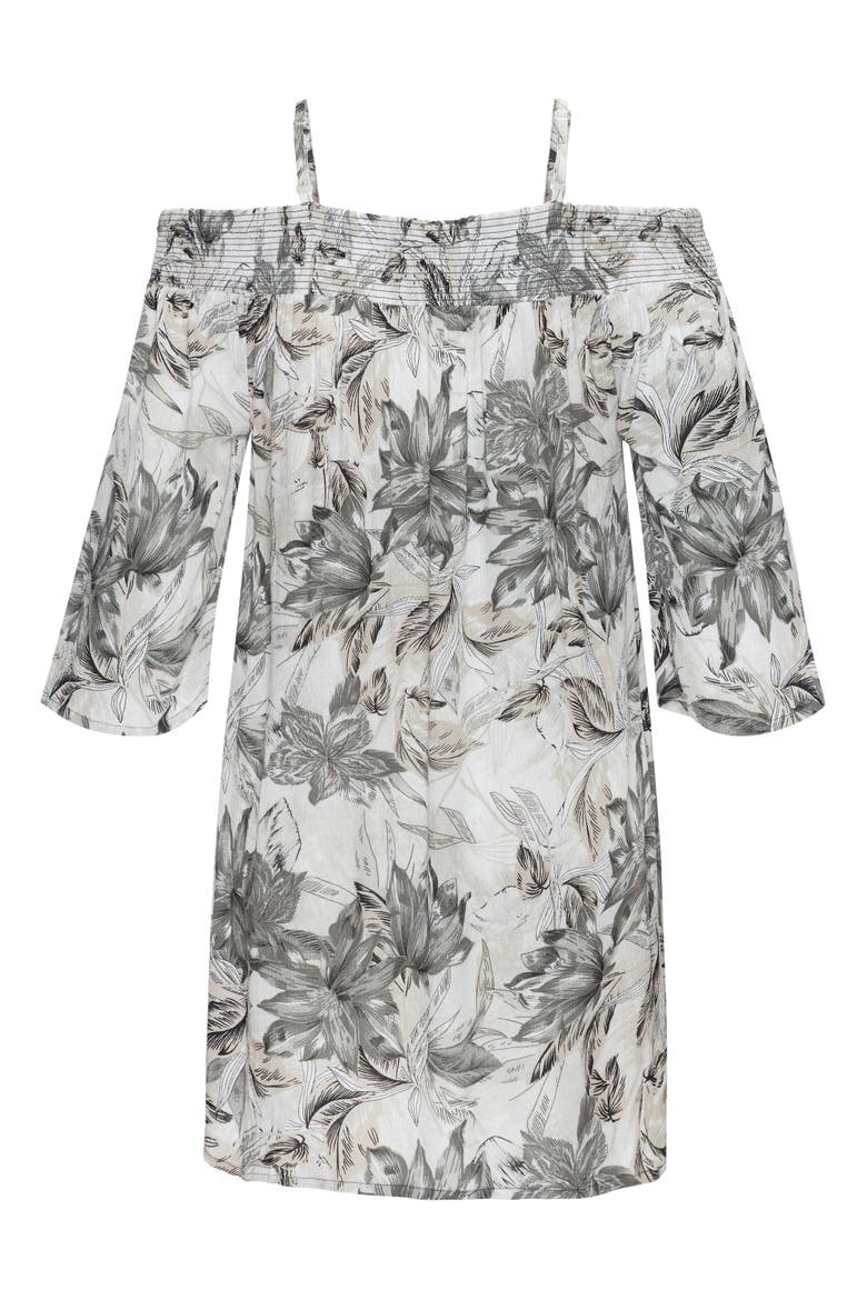 Off Shoulder Patterned Dress, Alternate, color, Black Printed