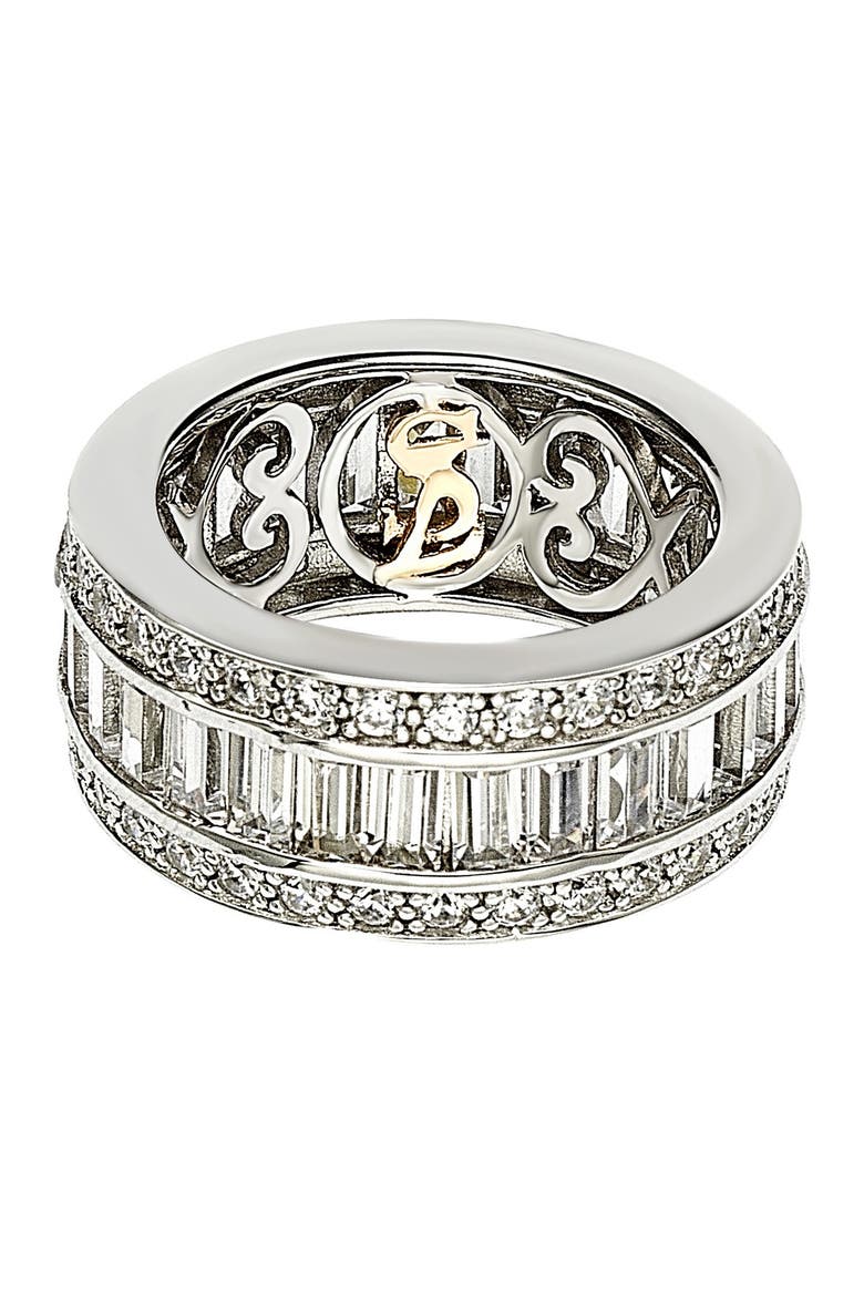 Sterling Silver White Cubic Zirconia Thick Eternity Band Ring, Alternate, color, WHITE