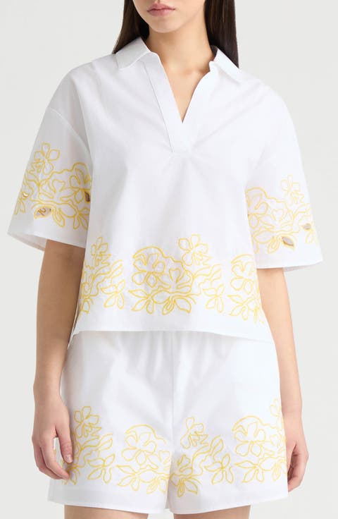 Embroidered Cotton Poplin Top