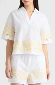 NVLT Embroidered Cotton Poplin Top