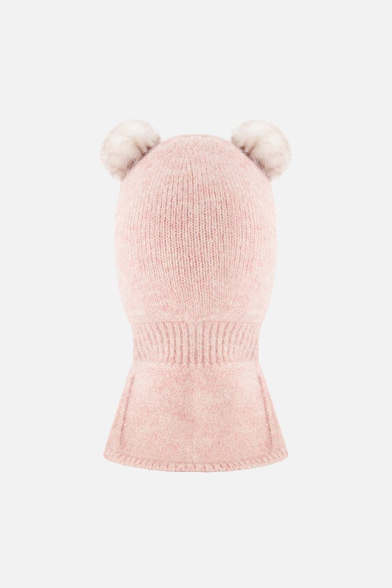 Girl Knit Bear Ear Fleece Lined Balaclava, Alternate, color, Pale Dusty Pink