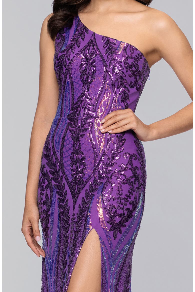 Sequin Tie-Back Gown, Alternate, color, PURPLE MULTI