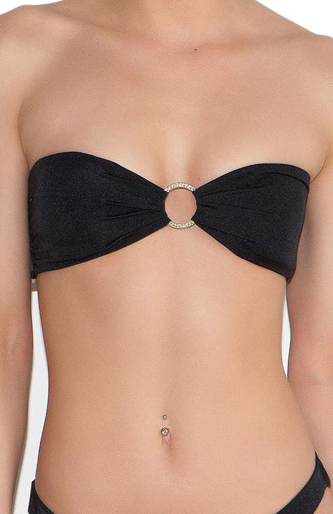 Hazel Bandeau Adjustable With Circular Center Accent Bikini Top