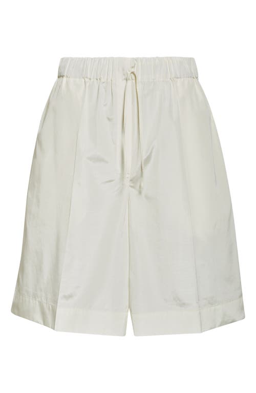 Gia Studios Tori Pleated Taffeta Bermuda Shorts In White
