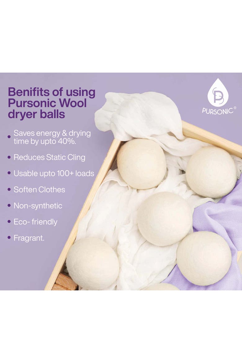 NZ Wool Dryer Balls with Lavender & Peppermint Oils, Alternate, color, White