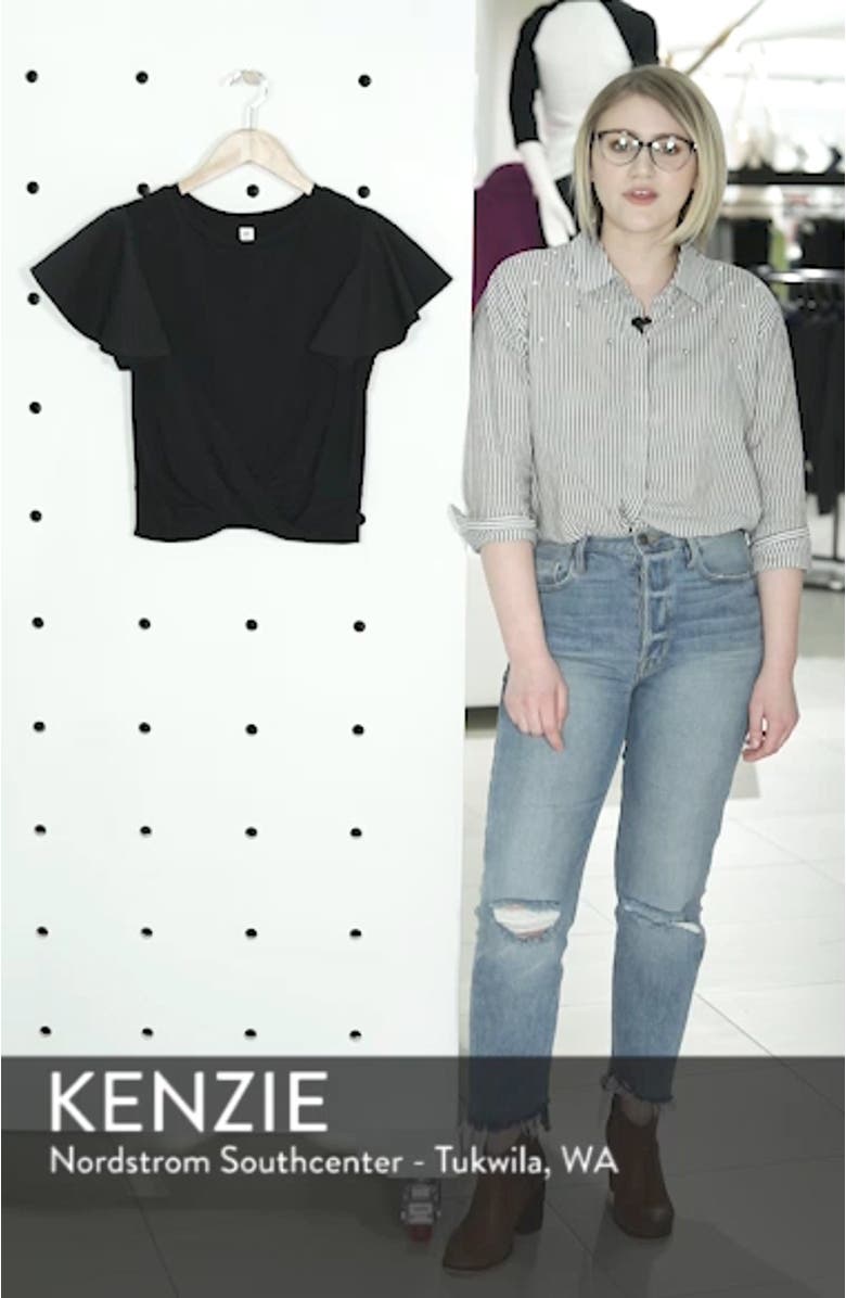Ruffle Sleeve Twist Hem Tee, sales video thumbnail
