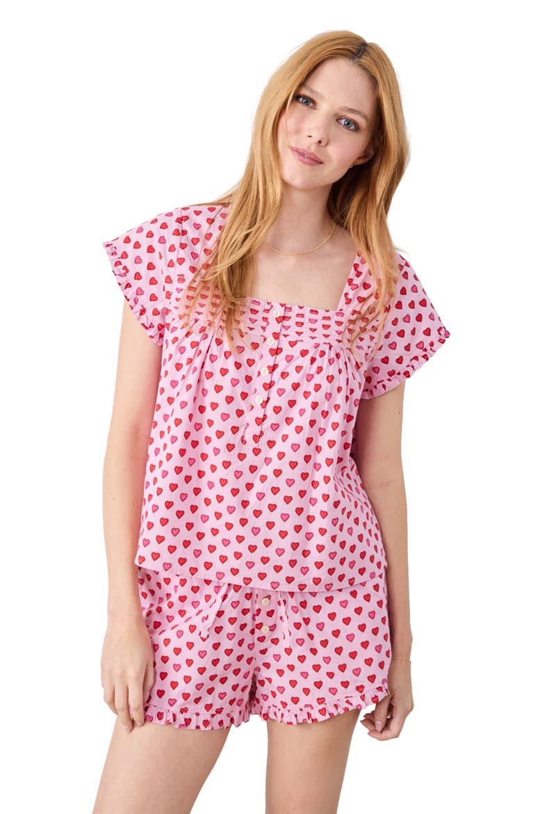 Pintuck Short Set, Alternate, color, Pink Macaron