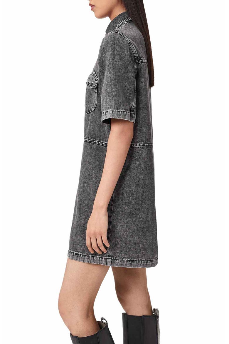 Rock Short Sleeve Denim Shirtdress, Alternate, color, WASHED GREY
