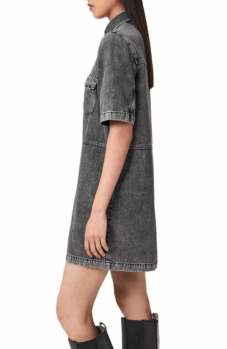 AllSaints Rock Short Sleeve Denim Shirtdress, Alternate, color, Washed Grey