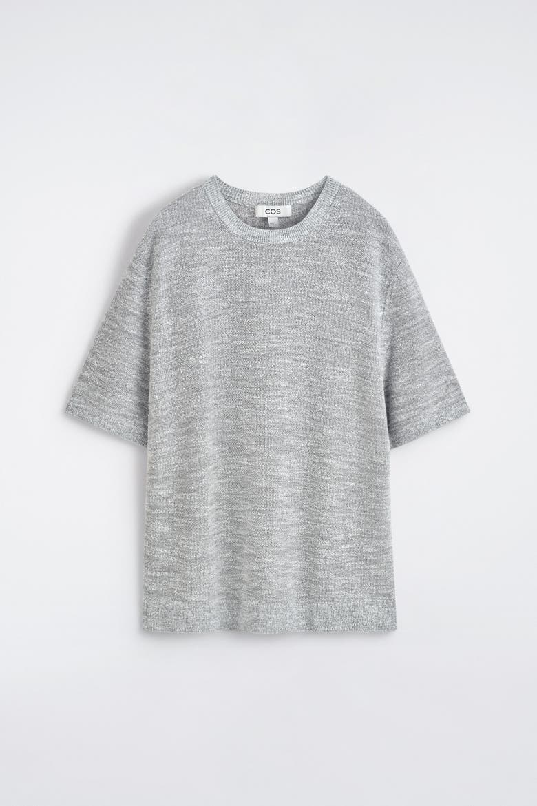 Relaxed Bouclé-knit T-shirt, Alternate, color, GRAY MÉLANGE