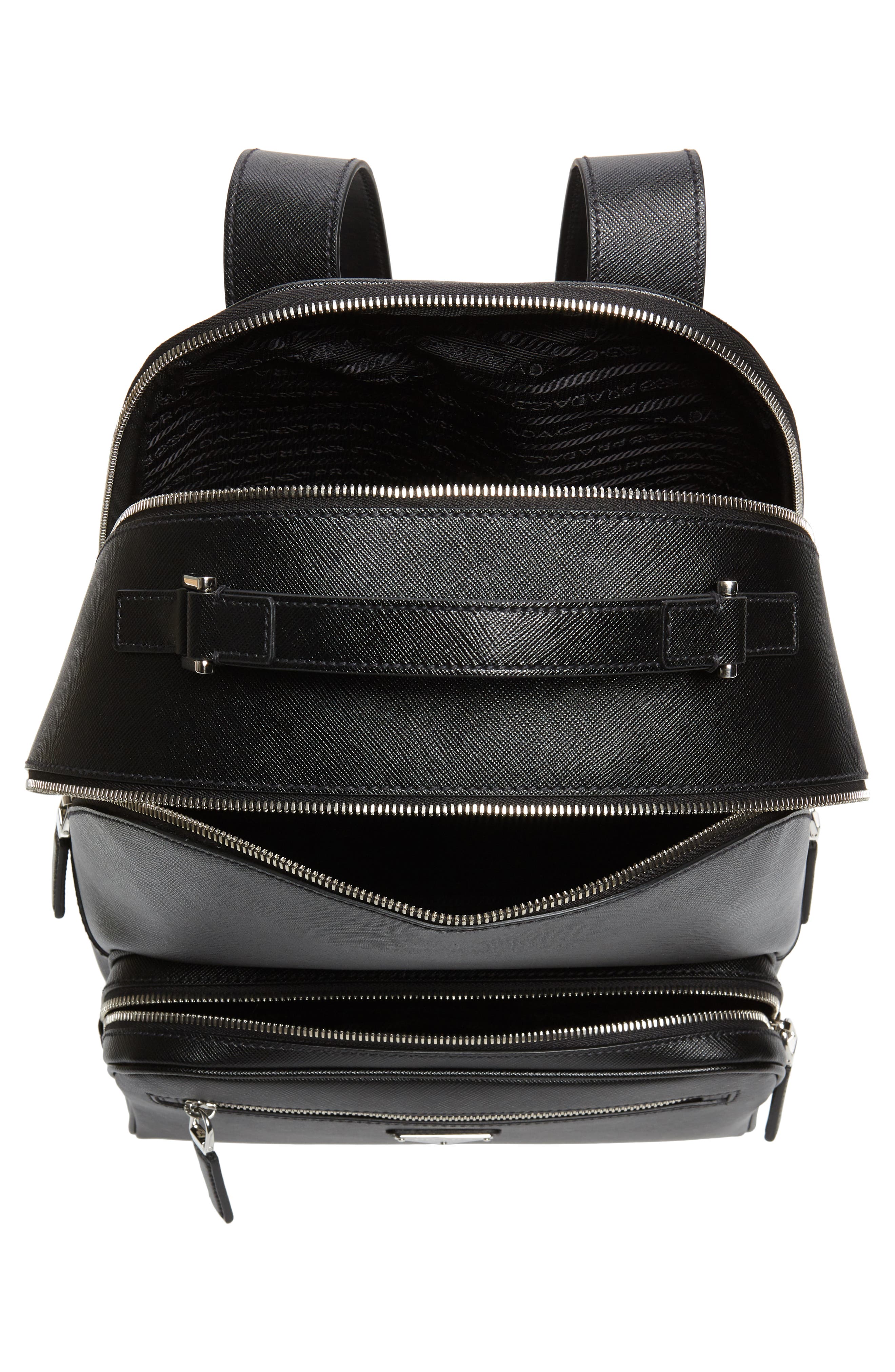 Prada Saffiano Leather Travel Backpack, Alternate, color, 