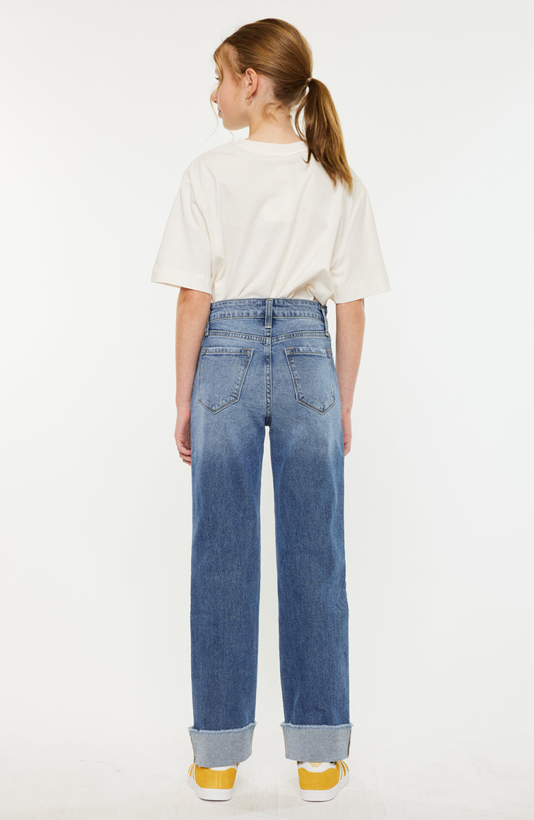 KanCan Nia High Rise Kid Straight Jeans, Alternate, color, Medium Wash