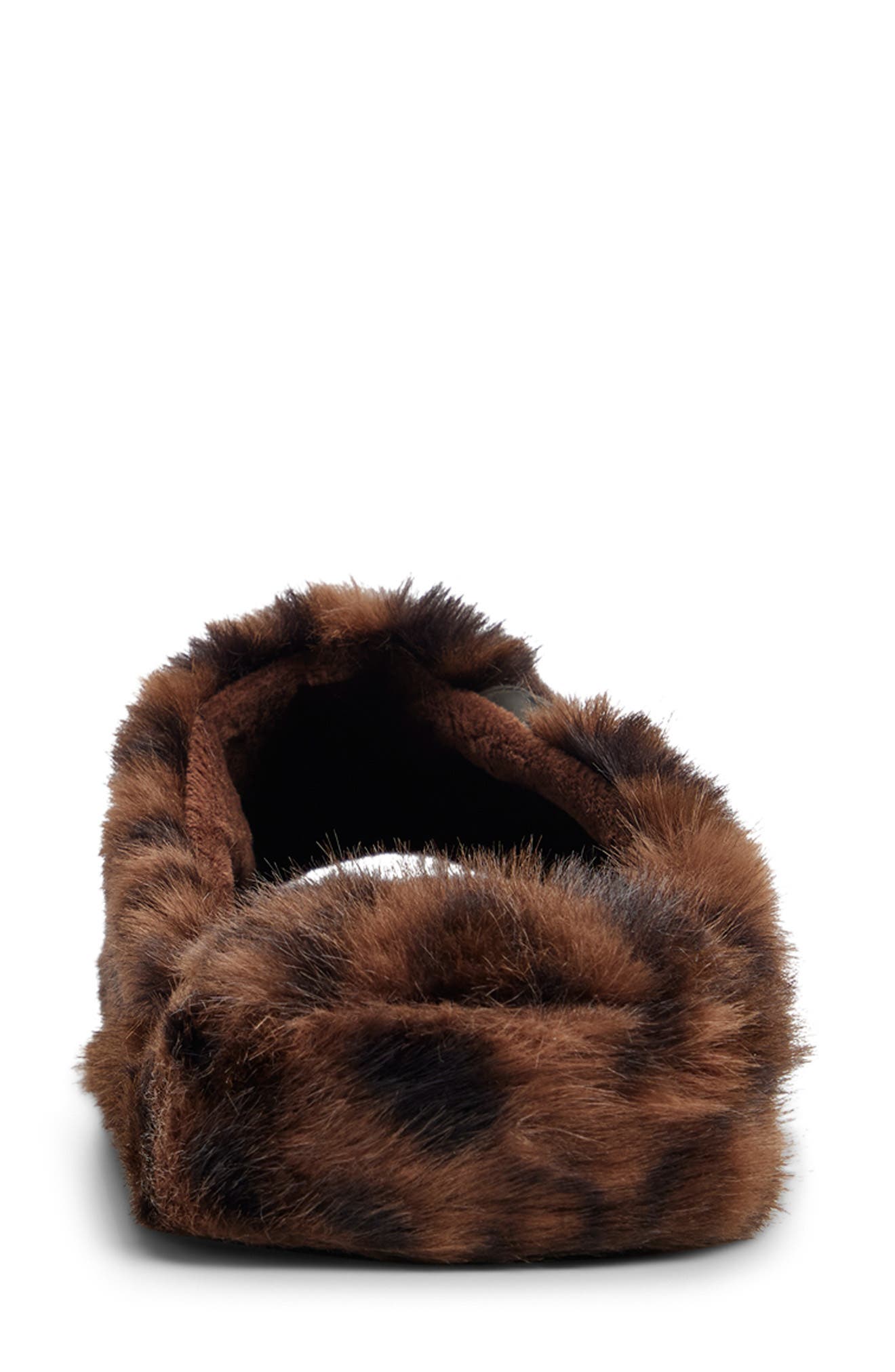 Roxy Sloane Faux Fur Slide Slipper, Alternate, color, Brown Primary - Multi