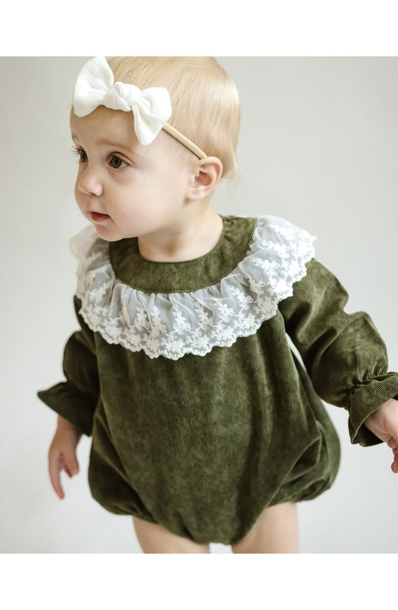 Cuclie Lace Collar Bubble Romper, Alternate, color, Green