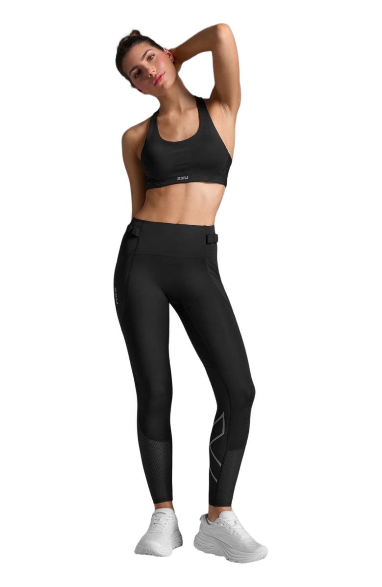 2XU Aero Mesh Medium Impact Bra, Main, color, Black/Silver Reflective