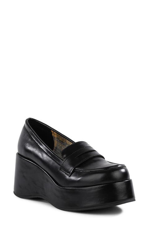 Ambitious Faux Leather Platform Wedge Loafer