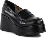 BC Footwear Ambitious Faux Leather Platform Wedge Loafer