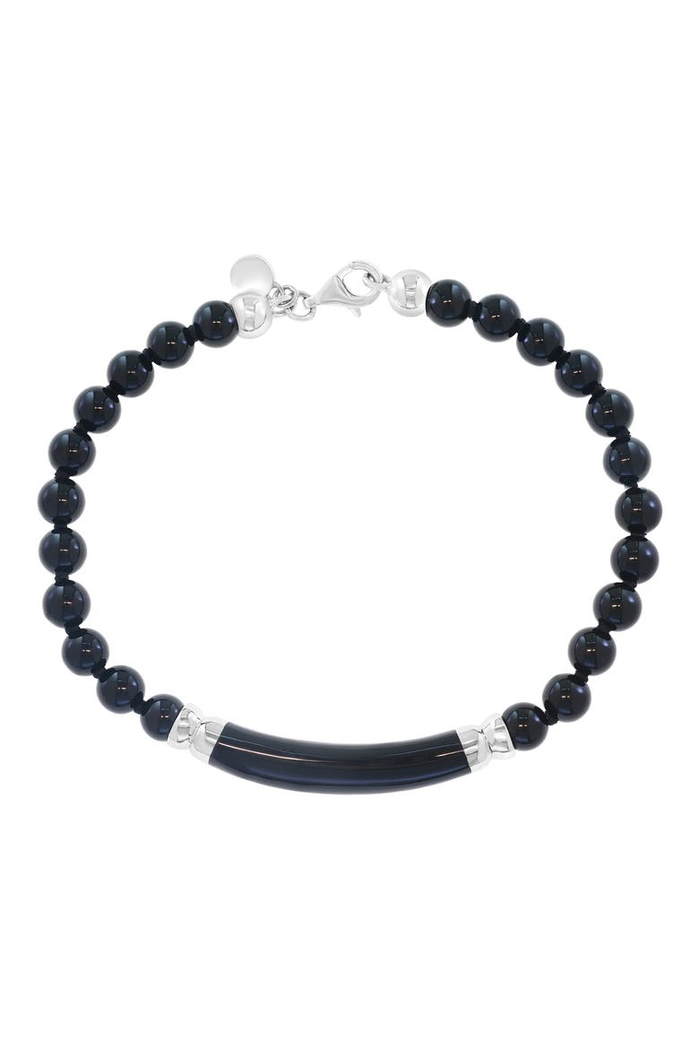 Men's Onyx Beaded Bracelet, Alternate, color, BLACK