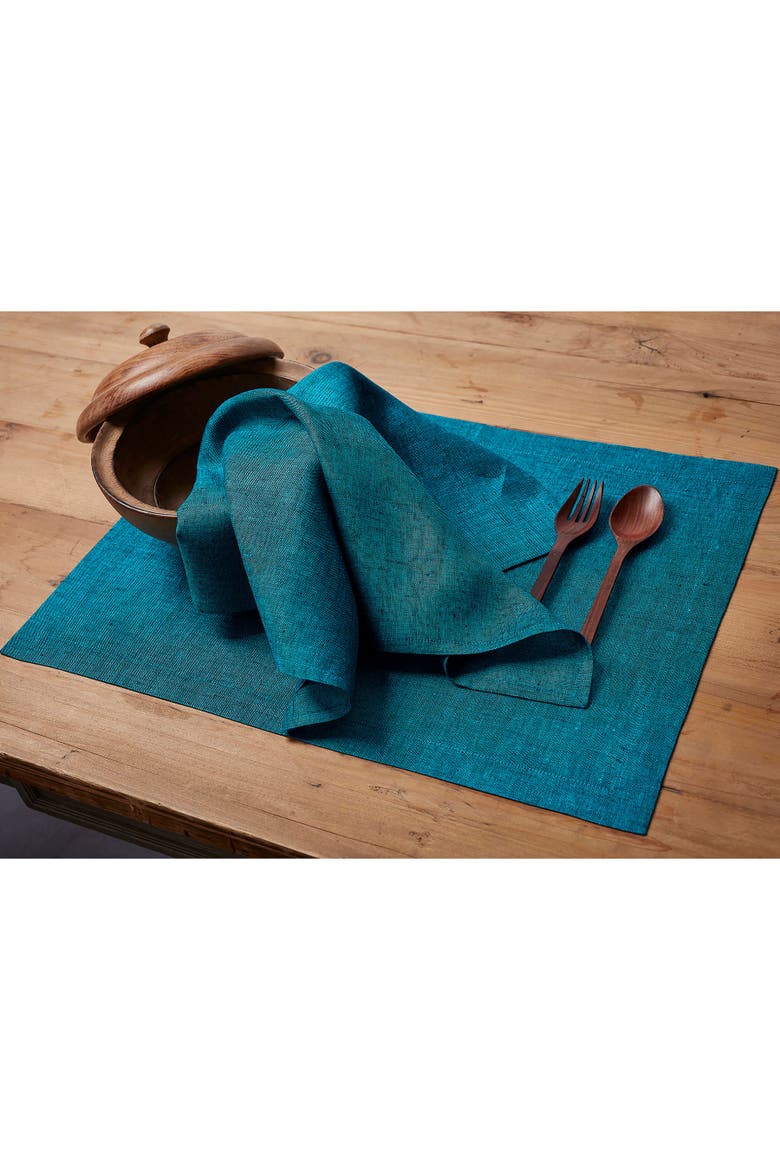Linen Dinner Napkins Set of 4, 20 x 20" - Athena, Alternate, color, Chambray Teal