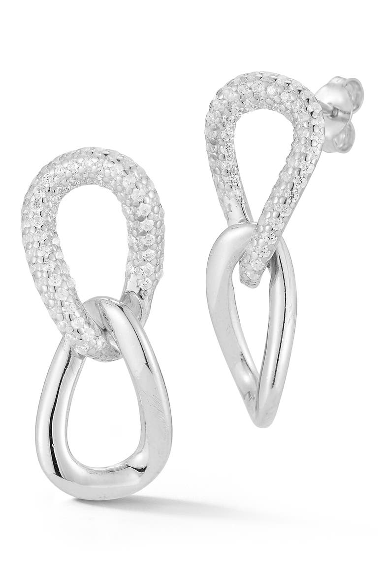 Link Drop Earrings, Main, color, SILVER