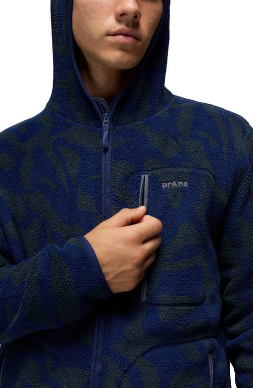 Prana Tuff Fluff Fleece Full Zip Hoodie In Blue