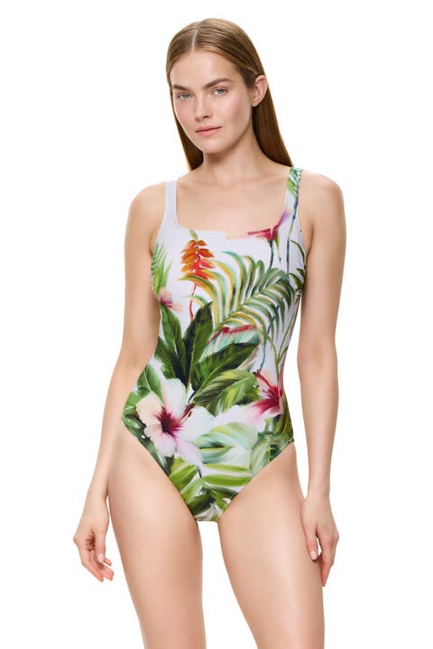 Paradise Beauty Square Neck One Piece Swimsuit