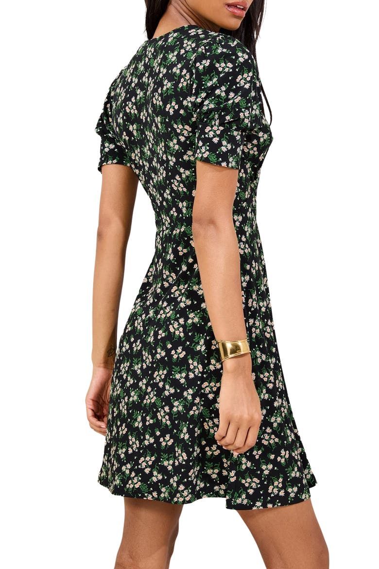 Floral Print Minidress, Alternate, color, BLACK